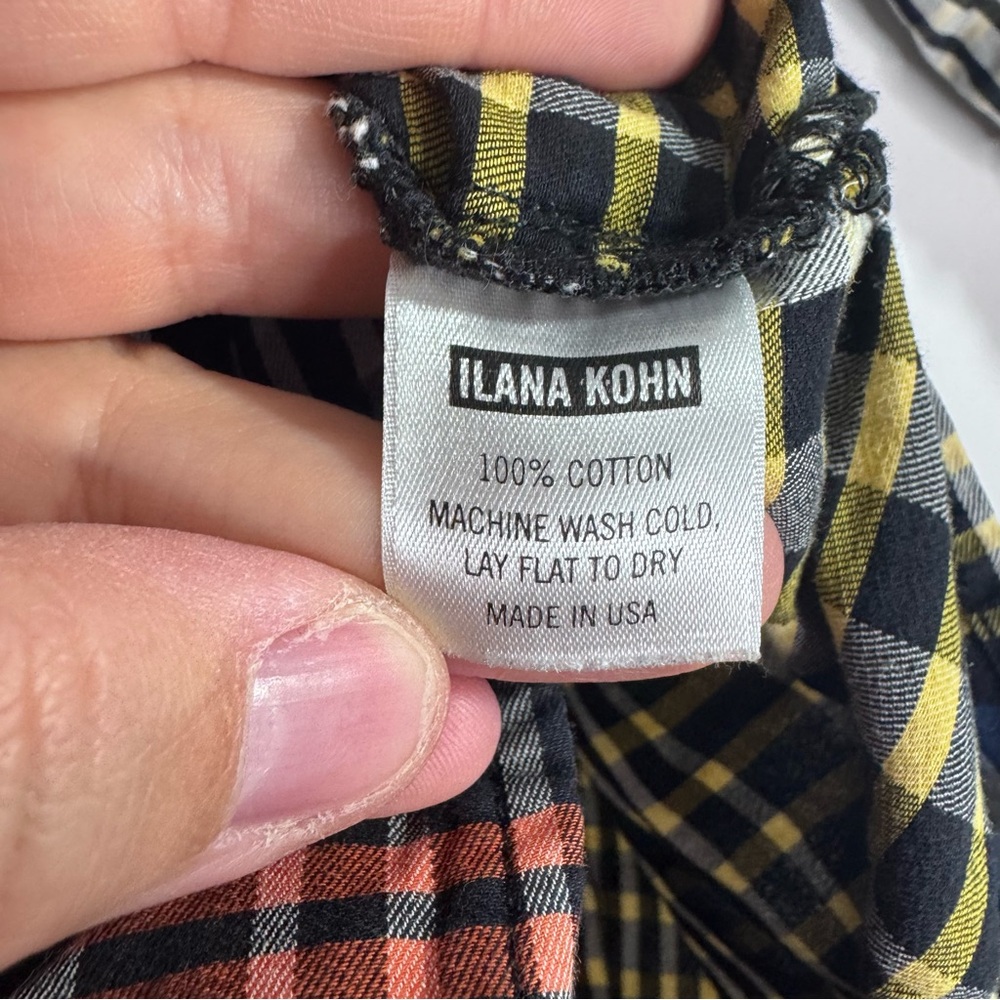 Ilana Kohn Plaid Patchwork Button Front Shirt Xs … - image 6